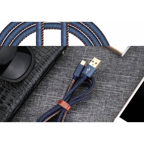 Denim-dækket mikro-USB-kabel-1,2 m Blue