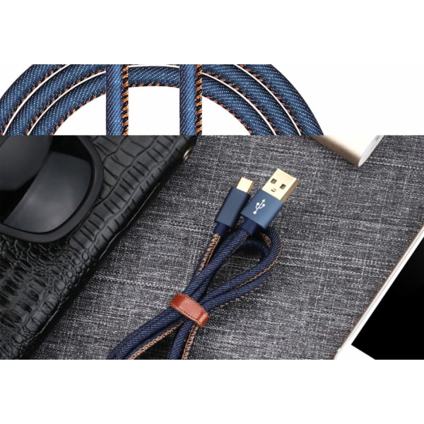 Denimklädd micro-USB kabel - 1.2m Blue