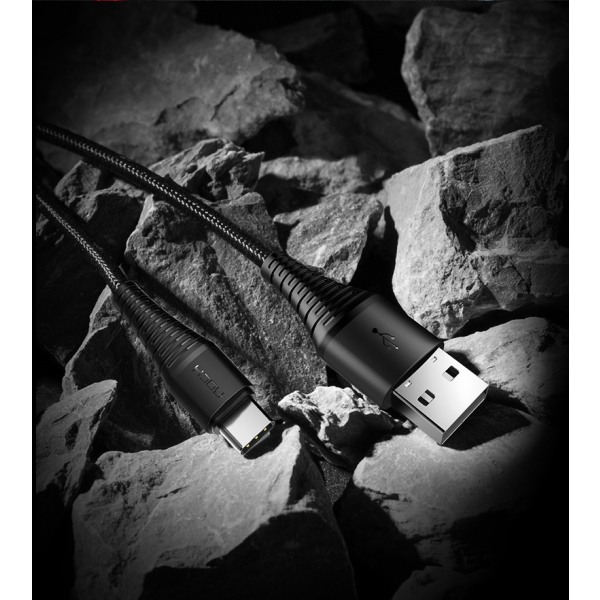 ROCK Hi-Tensile Type-C Kabel 1m - Svart Black