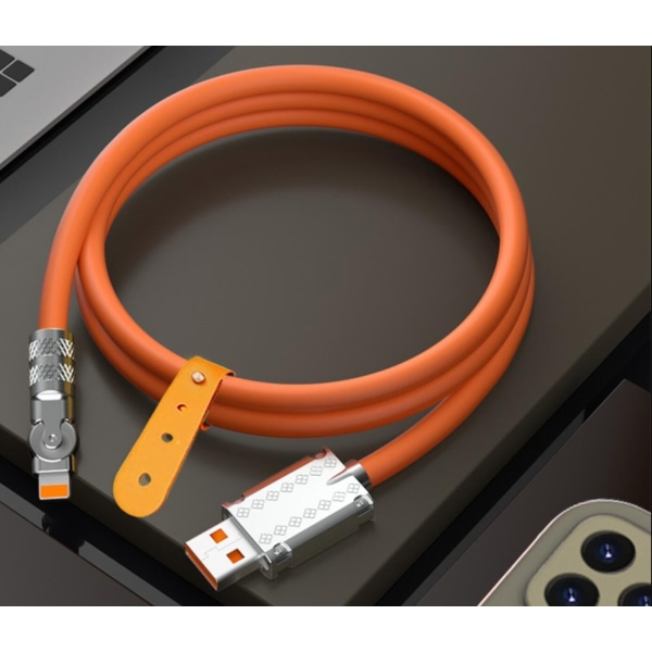 180° Roterande Snabbladdningskabel - Lightning, USB TYPE-C Orange Lightning