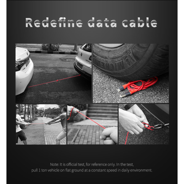 ROCK Hi-Tensile Lightning-Cable 1m - Svart Red