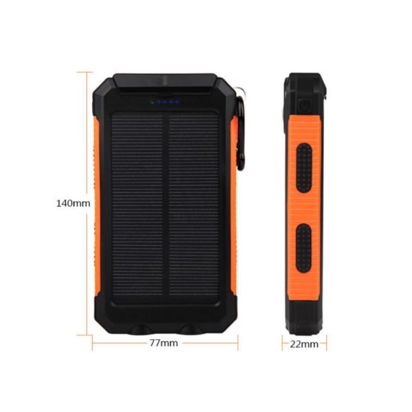 Powerbank med lampe - 10.000 mAh Orange one size