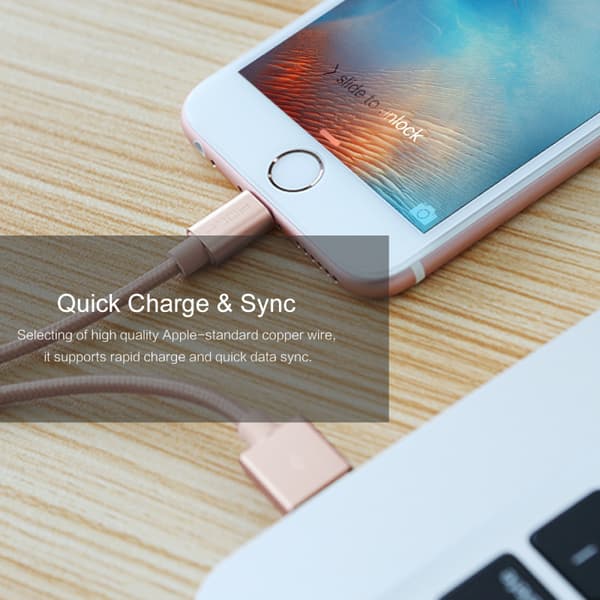 ROCK Metal Charge &amp; Sync Lynkabel 1m Grey