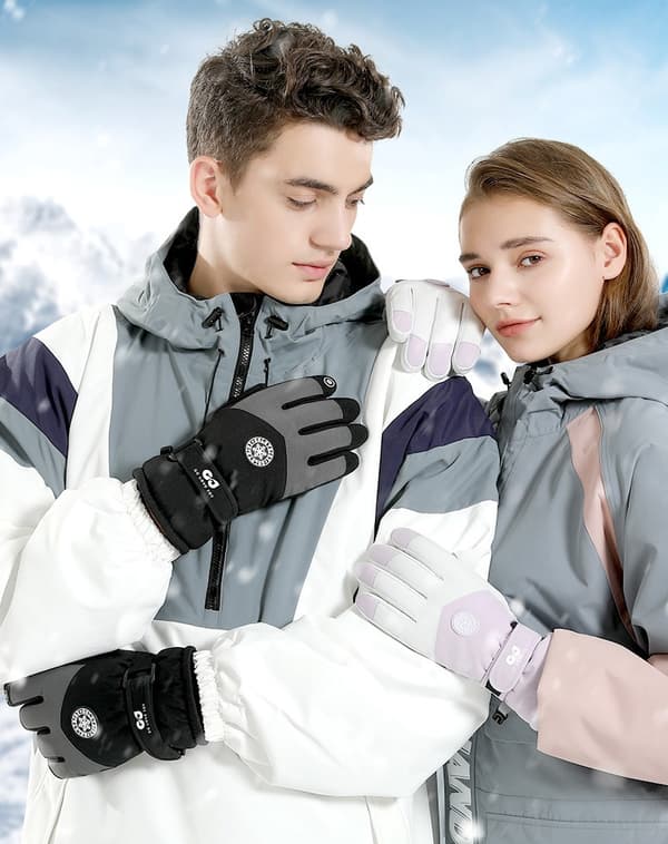 Vandtætte Skihandsker til Vinter – Justerbart Armbånd Black Black - Men