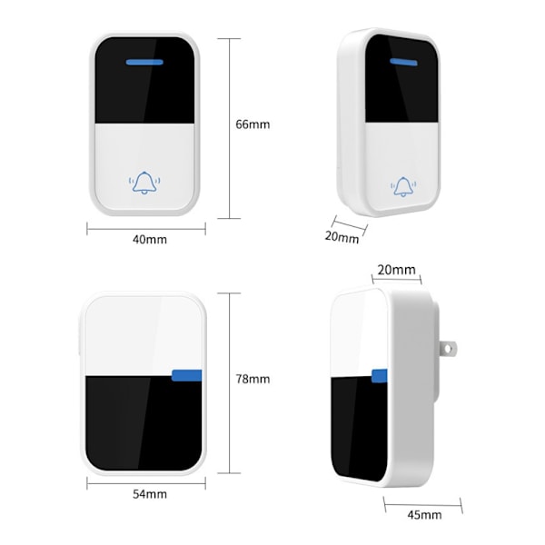 Trådløs Dørklokke med Selvforsynende Strøm – Vandtæt og Lang Rækkevidde