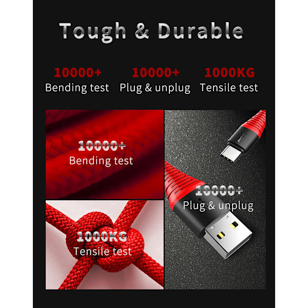 ROCK Hi-Tensile USB-C kabel 1m Black