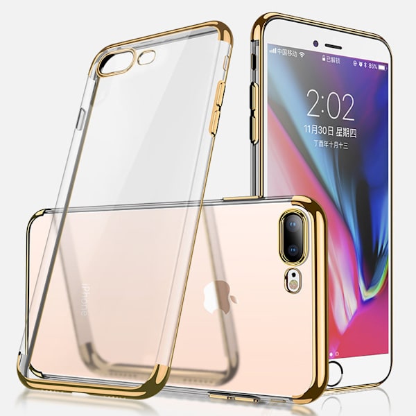 Galvanoitu TPU- case iPhone 6+ Plus kahdella näytönsuojalla. Gold