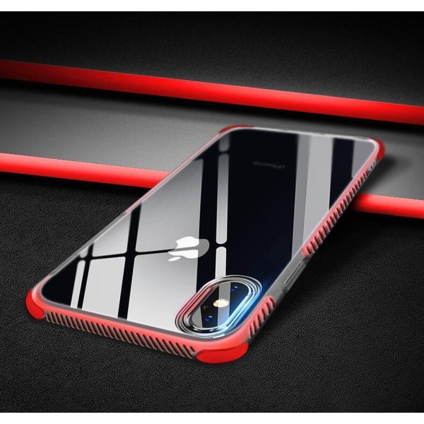 TPU-cover til iPhone med farvede kanter 7+/8+ + 2 skærmbeskytter Red