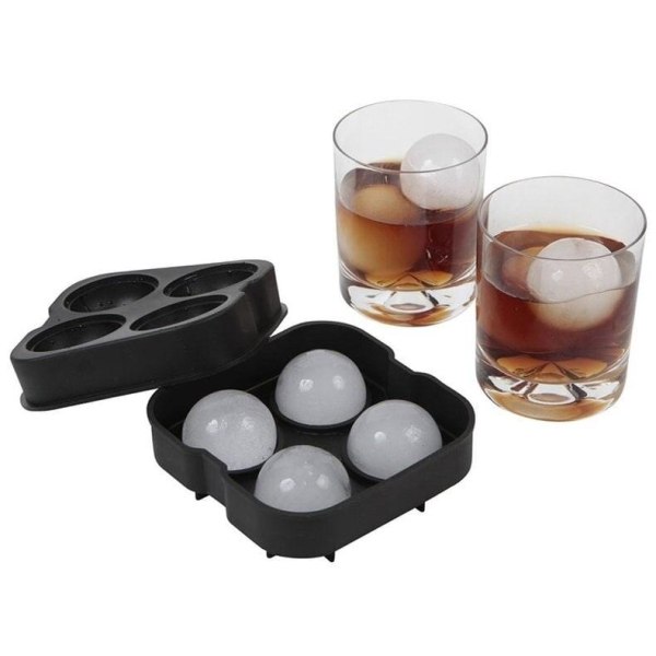 2x Ball Or Diamond Shape Ice Cube Tray Black one size