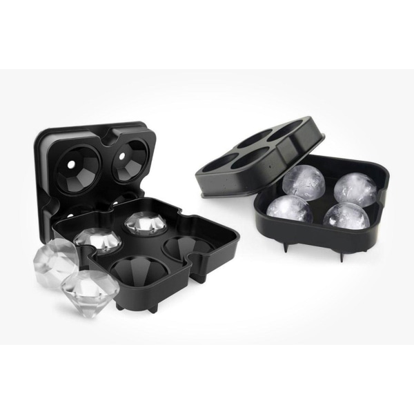 Ball Or Diamond Shape Ice Cube Tray Black one size