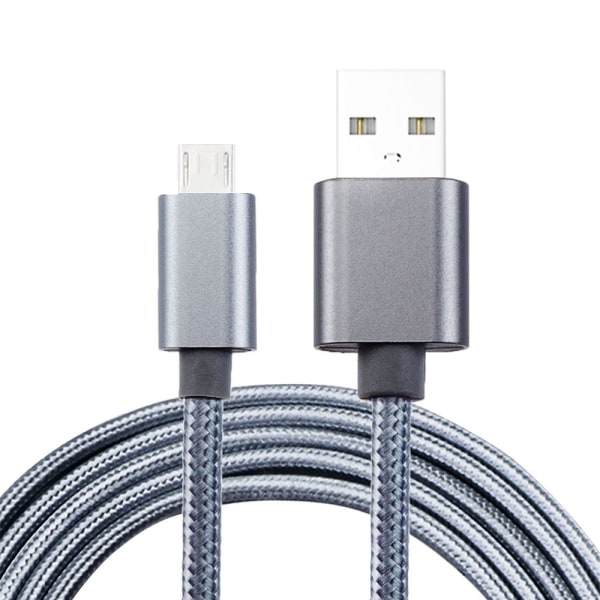 Täysin värillinen punottu mikro-USB-kaapeli 1,2 m Grey