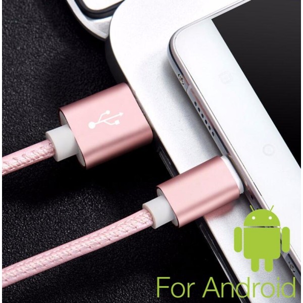 Type-C-kabel i PU-skinn Pink