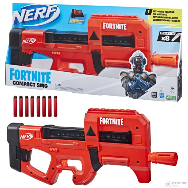 NERF Fortnite Compact SMG – Motoriserad Dartblaster Röd