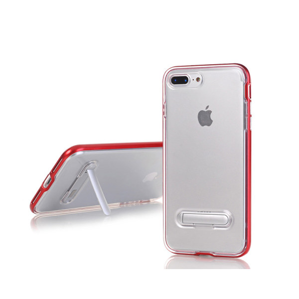 TPU Case med telefonställ + 2st skärmskydd iPhone 7+/8+ Röd