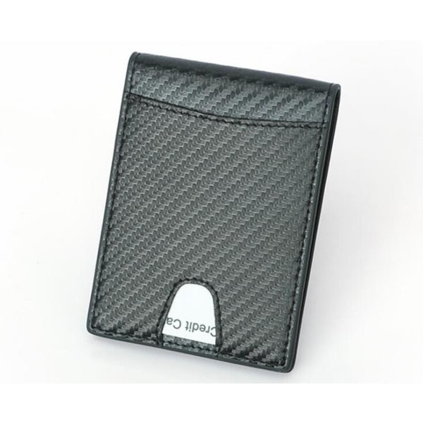 RFID Carbon pung i ægte læder - Sort CLIP Black one size