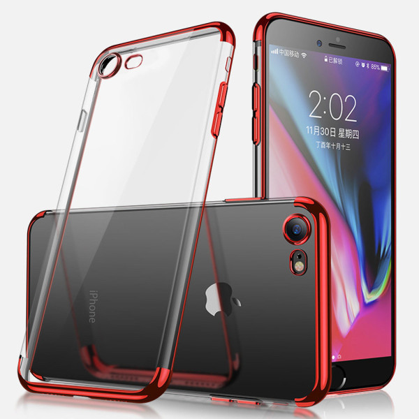 Galvanoitu TPU case iPhone 7/8, jossa 2 näytönsuojaa. Red
