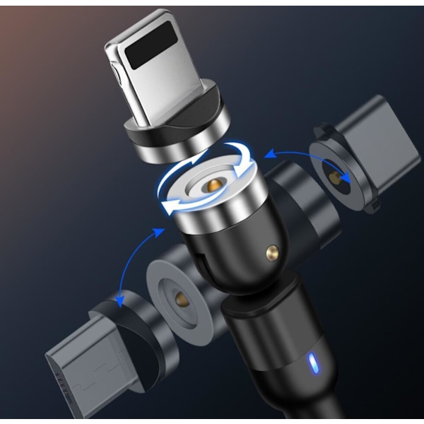 Magnetisk-kaapeli, Lightning + Micro USB + USB-C, 3A Red one size