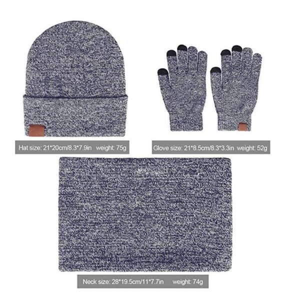 3-delt Vinter Beanie Hat Halshanskersett Dark grey one size