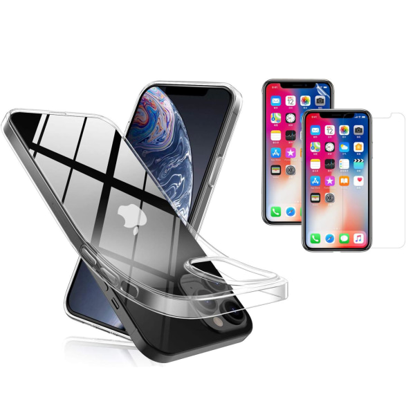 Transparent TPU skal + två st skärmskydd till iPhone 12 mini Transparent one size