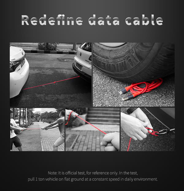 ROCK Hi-Tensile USB-C kabel 1m Svart