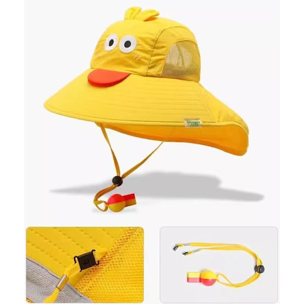 Barnsolhatt med UV-skydd & visselpipa – 3–10 år Rosa