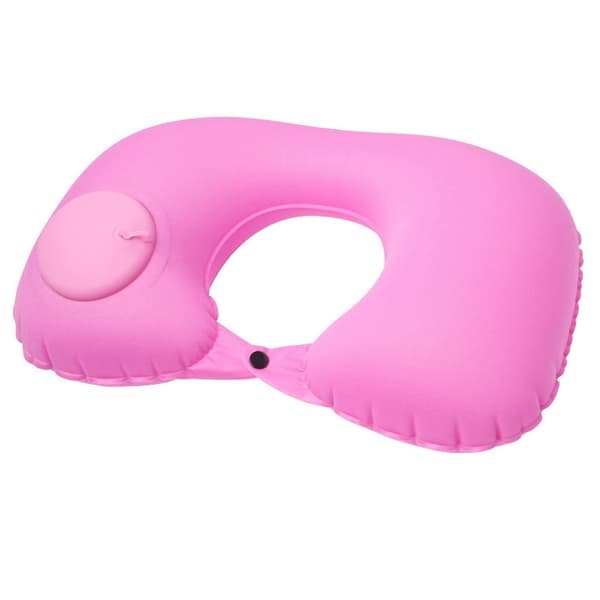 Uppblåsbar nackkudde – Tryckpump & kompakt design Rosa