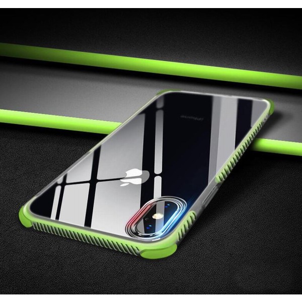 TPU-deksel for iPhone med fargede kanter X + 2 skjermbeskytt Green