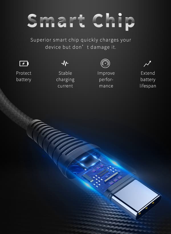 ROCK Hi-Tensile USB-C kabel 1m Svart