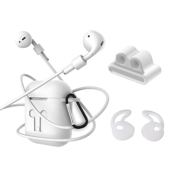 4in1Airpods -sarja Suojaava silikonikotelo , case koukut, kahvat White