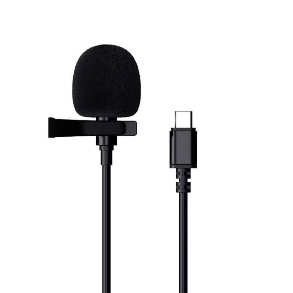 Mikrofon - Clip-On - Type-C stik Sort Black one size