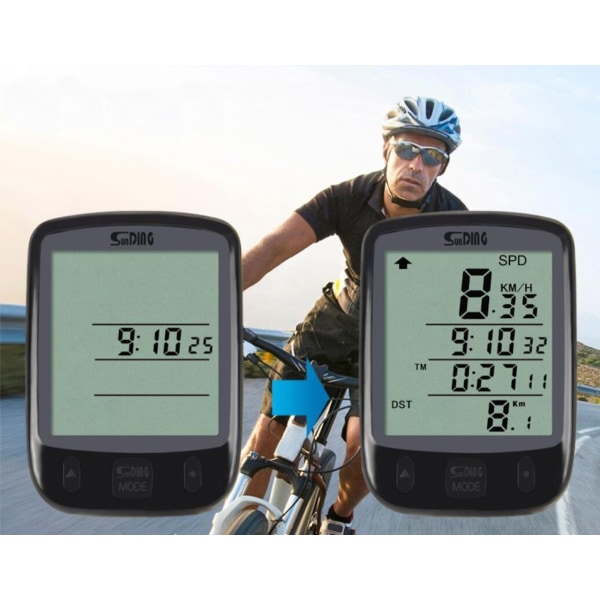 Multifunktionell Cykeldator med LCD-skärm & Smart belysning Svart