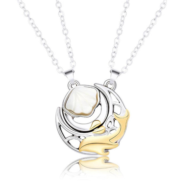 Vänskapshalsband "Whale and Shell" - Elegant och trendig design Svart one size