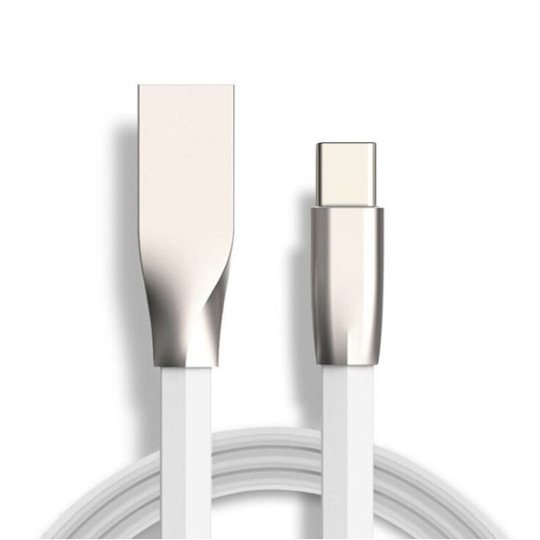 Trasselfri USB-C kabel med zink-kontakt - Anti-break kabel Vit one size
