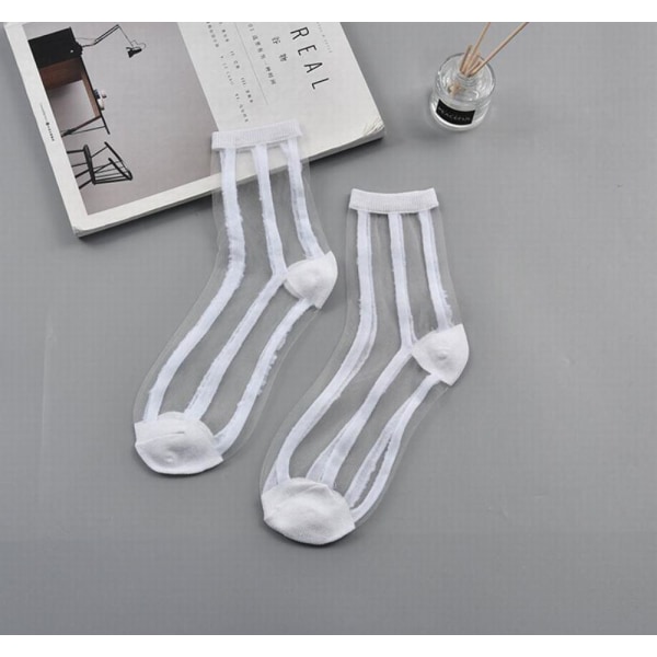 Pack of 5 or 10 silky transparent effect socks White one size