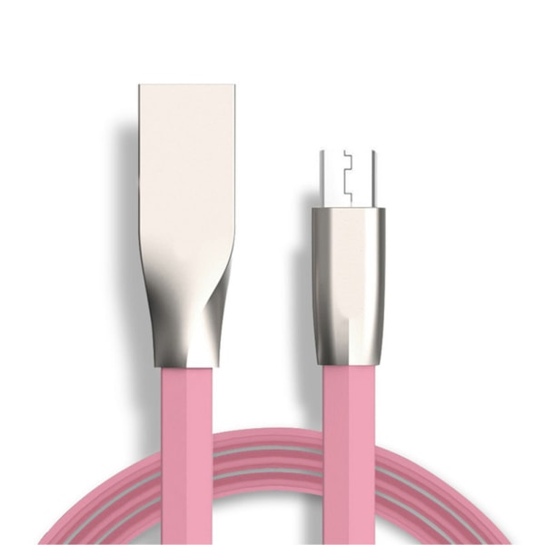 Trasselfri Micro-USB kabel med zink-kontakt - Anti-break kabel Rosa one size