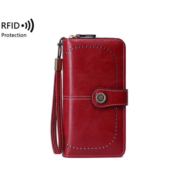 RFID lang kort lommebok Red one size