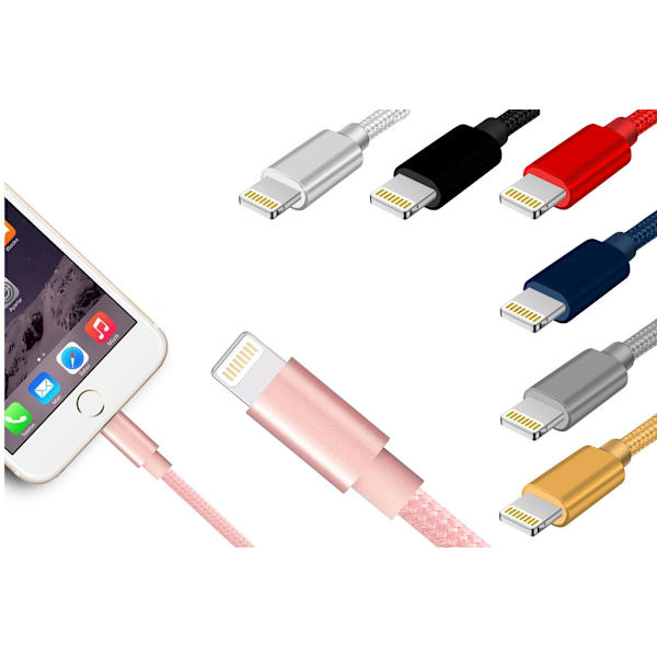 Helfärgad flätad Micro-USB kabel 1.2m Blå