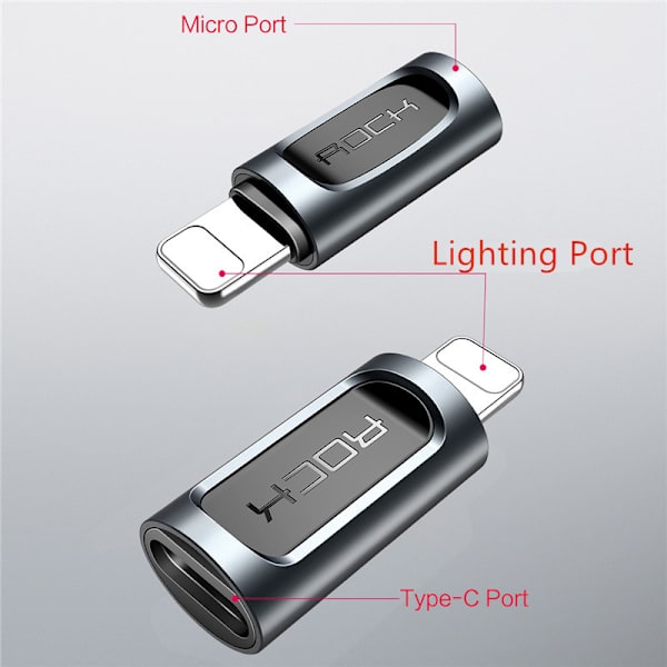 ROCK Micro-USB -> Lightning adapter Svart one size