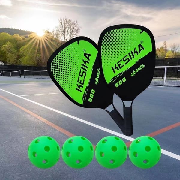 Pickleball Sæt – 2 Ketsjere & 4 Bolde, Perfekt til Sommeren Red