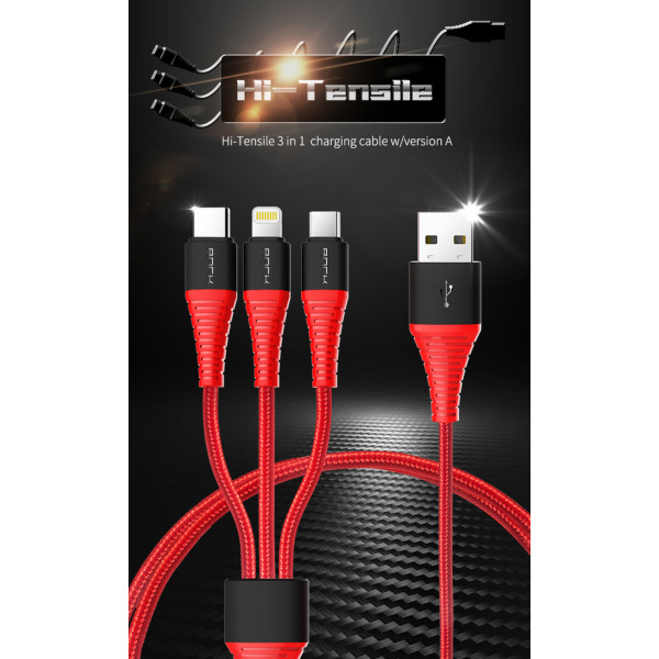 ROCK Hi-Tensile Lightning-Cable 1m - Svart Red
