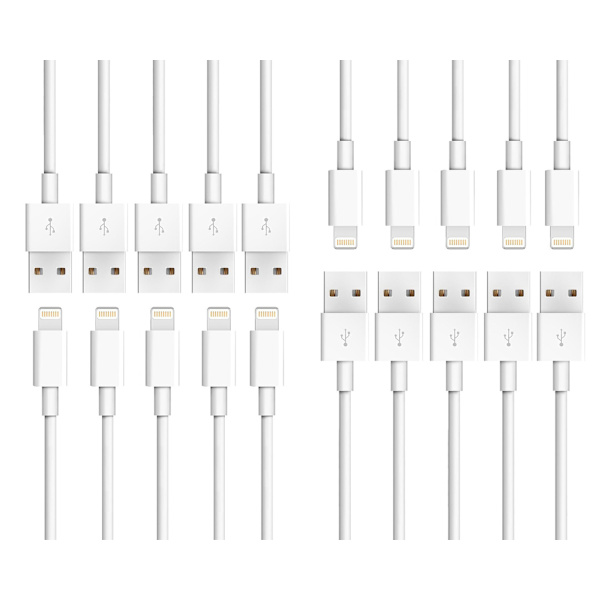 10-pack lightningkablar Vit