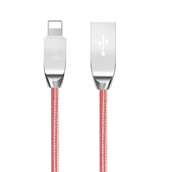 Nylon flätad Lightning kabel 1m Rosa guld