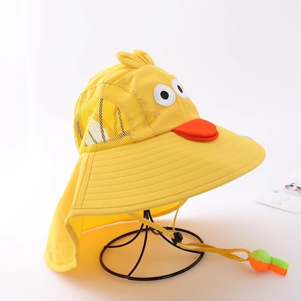 Barnsolhatt med UV-skydd & visselpipa – 3–10 år Gul