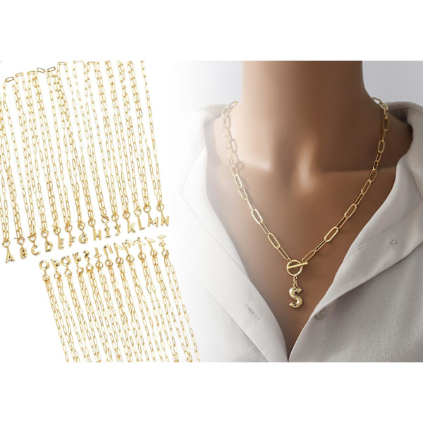 Ketju kirjaimella A-Z Gold one size