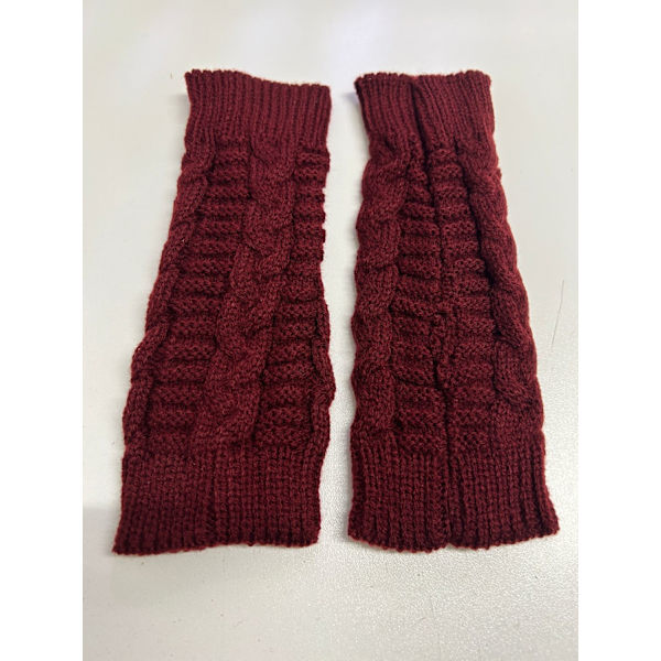 Fingerless gloves with knitted pattern Red one size