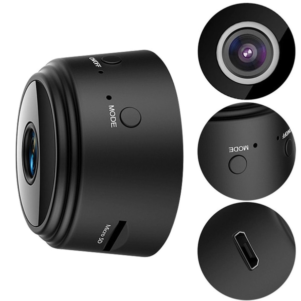 Spy Cam: Mini Overvågningskamera med WIFI og Bevægelsesdetektor Black