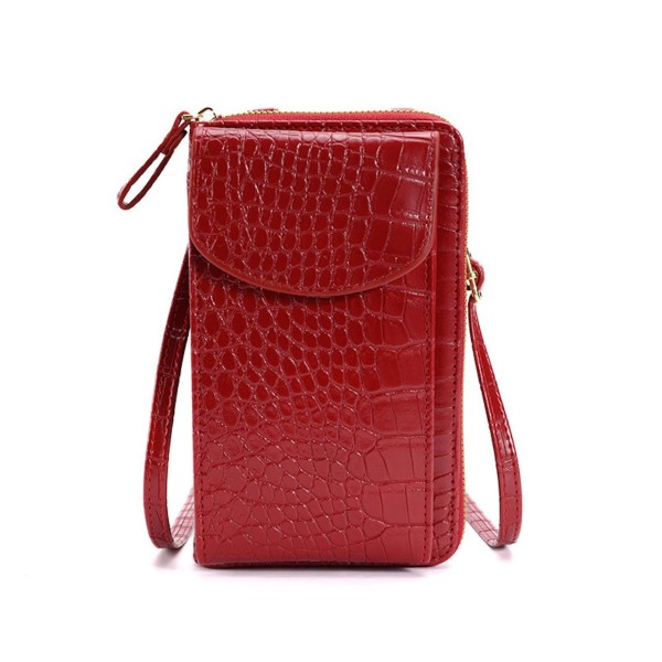 Dame lommebok med telefonlomme og bærestropp Red one size
