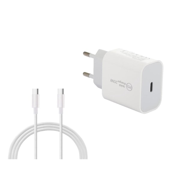 Oplader 20W med USB-kabel eller PD-kabel (Lightning) White one size