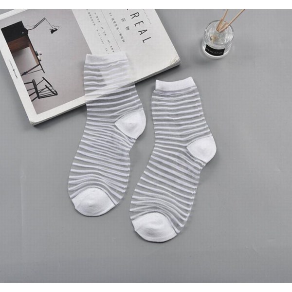 Pack of 5 or 10 silky transparent effect socks White one size