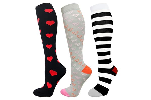 Stödstrumpor 3-pack multifärg L/XL - Randiga, Rutiga, Kamouflage